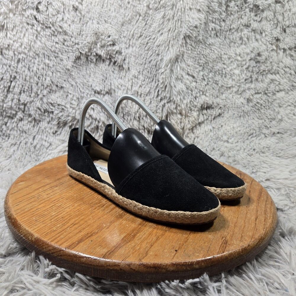 Steve Madden Two Part Flats Paigey Shoes Womens Size 7M Black Suede Black Suede
